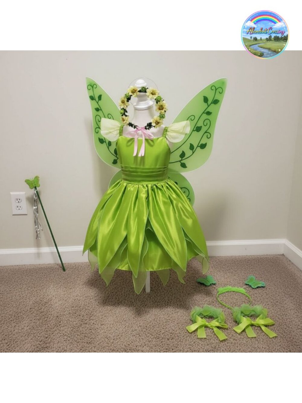 Girls Fairy Princess Dress Up Costume with Wings Halloween Cosplay